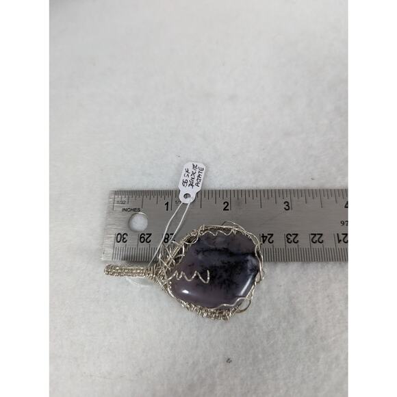 SS and SF wire wrap pendant no chain dendrick agate 1.5" x2.5" - Picture 6 of 10